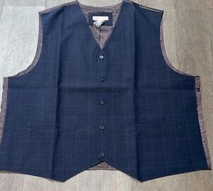 KINGS' COURT 5 Button Suit Vest Formal Event Brown Navy Red Mens Size 56 BIG