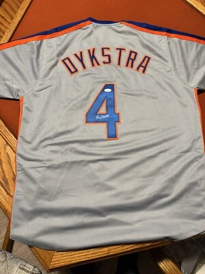 Camiseta de béisbol gris firmada por Lenny Dykstra de Nueva York (JSA) Foto 1 de 4