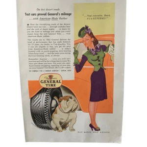 Vintage 1944 Allgemeine Reifen Zitzen Autos Bewährte Werbung Werbung - Bild 1 von 4