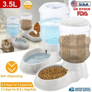 Self Dispensing Pet Dog Cat Food Feeder Waterer Dispenser Gravity Auto Dish Bowl - Picture 1 of 28