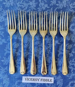 Fiddle by Viceroy Plate Silver plated Dinner Forks set 6, 7.5” - Picture 1 of 12