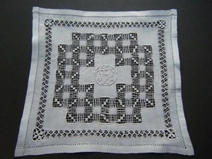 Antique Victorian Doily hand done combo Cilaos Spain needle lace 1900 w mono - Picture 1 of 5