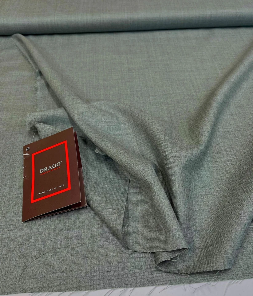 Sage Green Super 130s Wool Suiting, Dishdasha Fabric, Woven by DRAGO ITALY  3.0m - Image 1 of 4