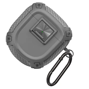 Grey Shockproof Case Cover w/ Carabiner For Bose QuietComfort Earbuds II/Ultra q - Picture 1 of 6