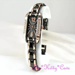 OMAX Bronce Marrón Y Oro Rosa Seiko Movt Cristal Swarovski Art Deco Reloj JH0436 - Imagen 1 de 12