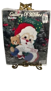 Vintage 1994 Bucilla Santa & Teddy Christmas 15" Diagonal Stocking Kit #33393 - Picture 1 of 6