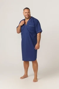 Mens Contare Sizes S-3XL Navy Blue Cotton Short Sleeve Nightshirt Pjs - SPN - Picture 1 of 3