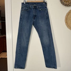 Levi's 505 Regular Fit Straight Leg Jeans Mens 30x32 Faded Blue Denim Distressed - Picture 1 of 14