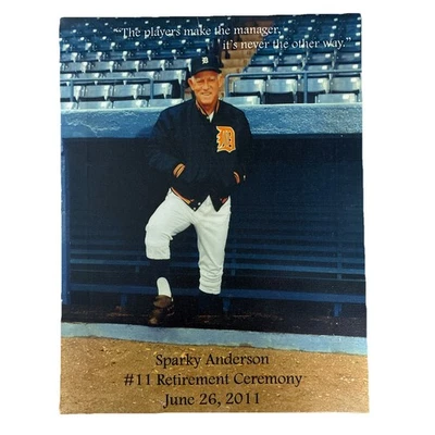 ⚾️ MLB DETROIT TIGERS SGA 6/26/11 SPARKY ANDERSON #11 RETIREMENT CEREMONY PIC - Image 1 of 4