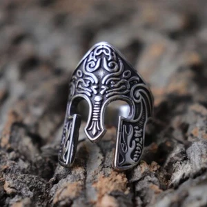 BAGUE ACIER INOXYDABLE CASQUE DE GUERRIER VIKING - Imagen 1 de 5