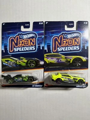2022 HOT WHEELS NEON SPEEDERS GT HUNTER RALLY CAT LOT OF 2 - Image 1 of 4