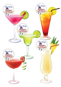 Cocktail Topper PERSONALISIERT Las Vegas Henne Party essbare Waffel 15 vorgeschnittene Jakobsmuschel - Bild 1 von 9