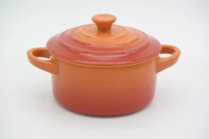 Le Creuset Cerise orange Round Mini Cocotte Stoneware Casserole Dutch Oven - Picture 1 of 5