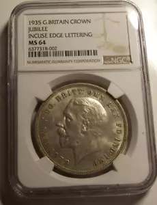 Great Britain, 1935 George V Crown. NGC MS 64. 715,000 Mintage. - Picture 1 of 3