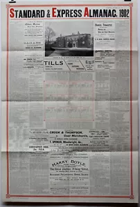 1902 Scarce Blackburn Lancs Standard and Express Almanac Large Poster Supplement - Picture 1 of 4