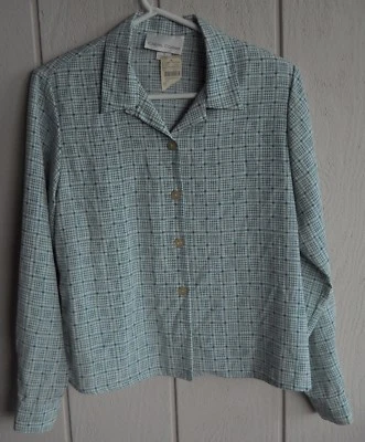 Mujer 8 Informal Esquina Verde Botón Delantero Manga Larga Camisa Busto 40" Nuevo Con Etiquetas Foto 1 de 4