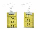 Tape Measure Earrings Miniblings Hanging Clothcraft Sew Upcycling Vintage Yellow