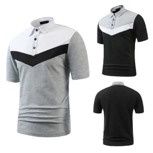 ZONBAILON Men's Stripe Casual Fashion Outdoor Golf Polo Shirt Short Sleeve - Picture 1 of 18