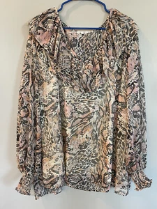 Maurices Animal Print Metallic Blouse Size 2X Plus Lined - Picture 1 of 6