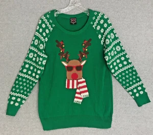 Ugly Christmas Rudolph Red Nosed Reindeer Sweater Youth XL with Actual Bells - Picture 1 of 9