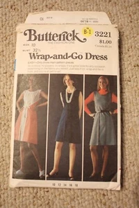 vintage Sleeveless Wrap Dress Fold Over Braid Front Butterick Pattern 3221 uncut - Picture 1 of 6