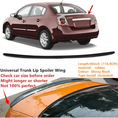 46" Fit For 07-12 Nissan Sentra Universal Rear Trunk Black Lip Wing Spoiler Foto 1 de 4
