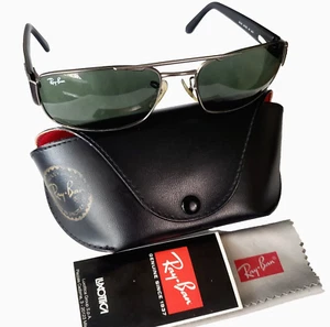 Vintage Ray Ban RB3188 Sonnenbrille Leder 005 mit Seitenschutz breite Bügel Italien Größe 58-18 - Bild 1 von 11