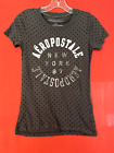 Women's Aeropostale Gray With Black Stars Logo Tee Essential T Shirt Size Small