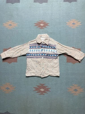 Camisa de franela vintage de los años 50 cuello lazo algodón cepillado niños jóvenes talla 3 Foto 1 de 4