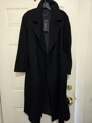 Abrigo de lana Massimo Dutti negro de lujo para mujer hecho en Marruecos talla XS Foto 1 de 4