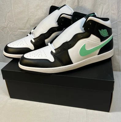 Nike Air Jordan 1 Mid Black Green Glow Men's Size 18 Shoes  DQ8426-103 NEW - Image 1 of 4