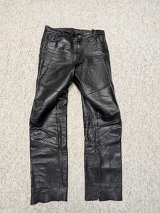 vintage 1990s leather pants 34x34 black jeans COWHIDE motorcycle PUNK goth 1980s - Imagen 1 de 9