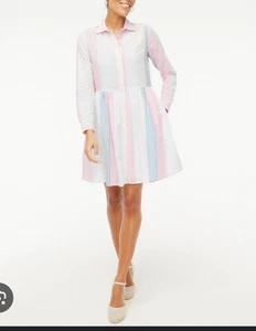 Mini camisero J Crew divertido de moda con cuello multicolor a rayas talla 6 para mujer” - Imagen 1 de 14