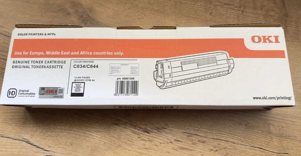 OKI Toner black 46861308 10.000 Seiten C834 C844 neu und OVP - Bild 1 von 3