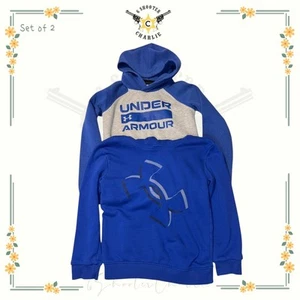 Under Armour Pullover 2pcs Blue Hoodie Bundle Boys Size 7 Graphic Print Lounge - Picture 1 of 7
