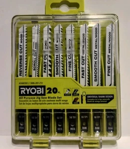 Ryobi 20 PC. All Purpose Jigsaw Saw Blade Set Wood Plastic Metal Universal Shank - Picture 1 of 2