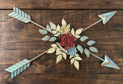 Floral Arrow Wall Hanging Rustic Metal Western Home Decor 18” Indoor/outdoor - Image 1 of 4