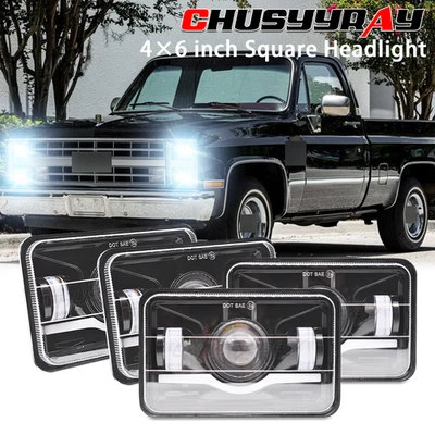 Faros LED 4x6" DRL haz alto/bajo DRL para camioneta Chevy C10 1980-1986 4 piezas Foto 1 de 4
