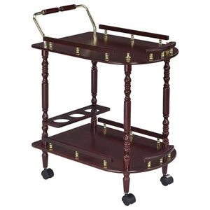 Palmer Merlot 2-tier Rectangular Wood Bar Cart Merlot 24.75" x 15.75" x 31.25" - Picture 1 of 3
