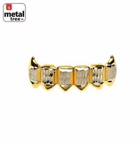 Colmillos de vampiro para hombre parte inferior dorada 2 tonos tapones bucales dientes Grillz S020-C1-G - Imagen 1 de 3