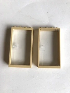 LEGO Parts: Door Frame WITH Hinged Clear Door, Beige, 1x4x6, Part# 60596 - 2 Set - Picture 1 of 1