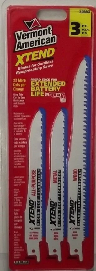 Vermont American 30553 6" & 8" Recip Blades 3pcs. Swiss - Image 1 of 1