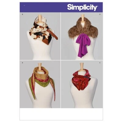 Simplicity R10358 Scarves - Button Trim, Faux Fur, Triangular, Loop UNCUT S9031 - Image 1 of 4