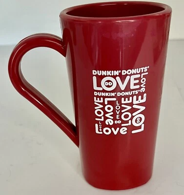 Dunkin Donuts Hidden Heart Plastic Red Coffee Tea Mug Love Limited Edition Item - Image 1 of 4