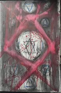 Large Painting Horror Gothic Halloween Demonic Acrylic on canvas 24x36 - Picture 1 of 4