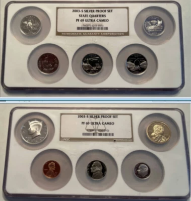 2003-S Silver Proof Set & Silver Proof State Quarters Set NGC PR 69 ULTRA CAMEO - Image 1 of 2
