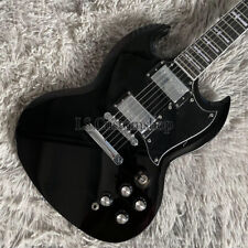 SG Custom Ebony Electric Guitar Tony Iommi Solid Body Cross Inlay 22F Fast Ship for sale