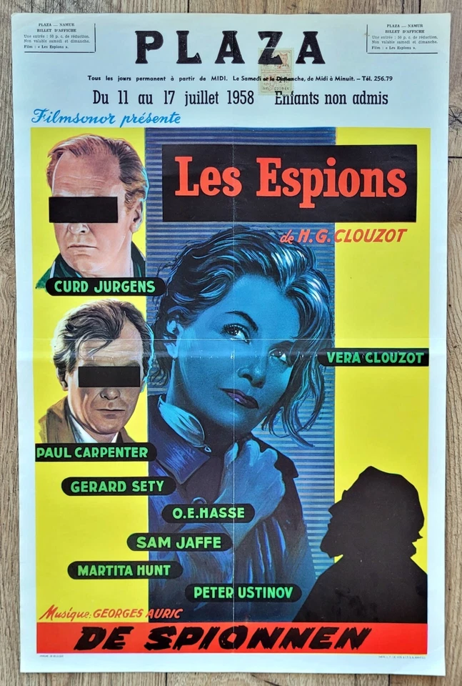 belgian poster LES ESPIONS, CURD JURGENS, CLOUZOT, PAUL CARPENTER, PETER USTINOV - Photo 1/1