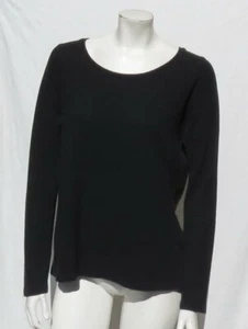 J JILL Black Soft Stretch Cotton Rib Knit Long Slv Pullover Tee Shirt Top US S M - Picture 1 of 5