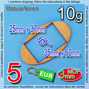 5x 3mm MDF Adapter 25x37mm Rectangle To 35x60mm Oval Base WarHammer 40K AOS - Bild 1 von 9
